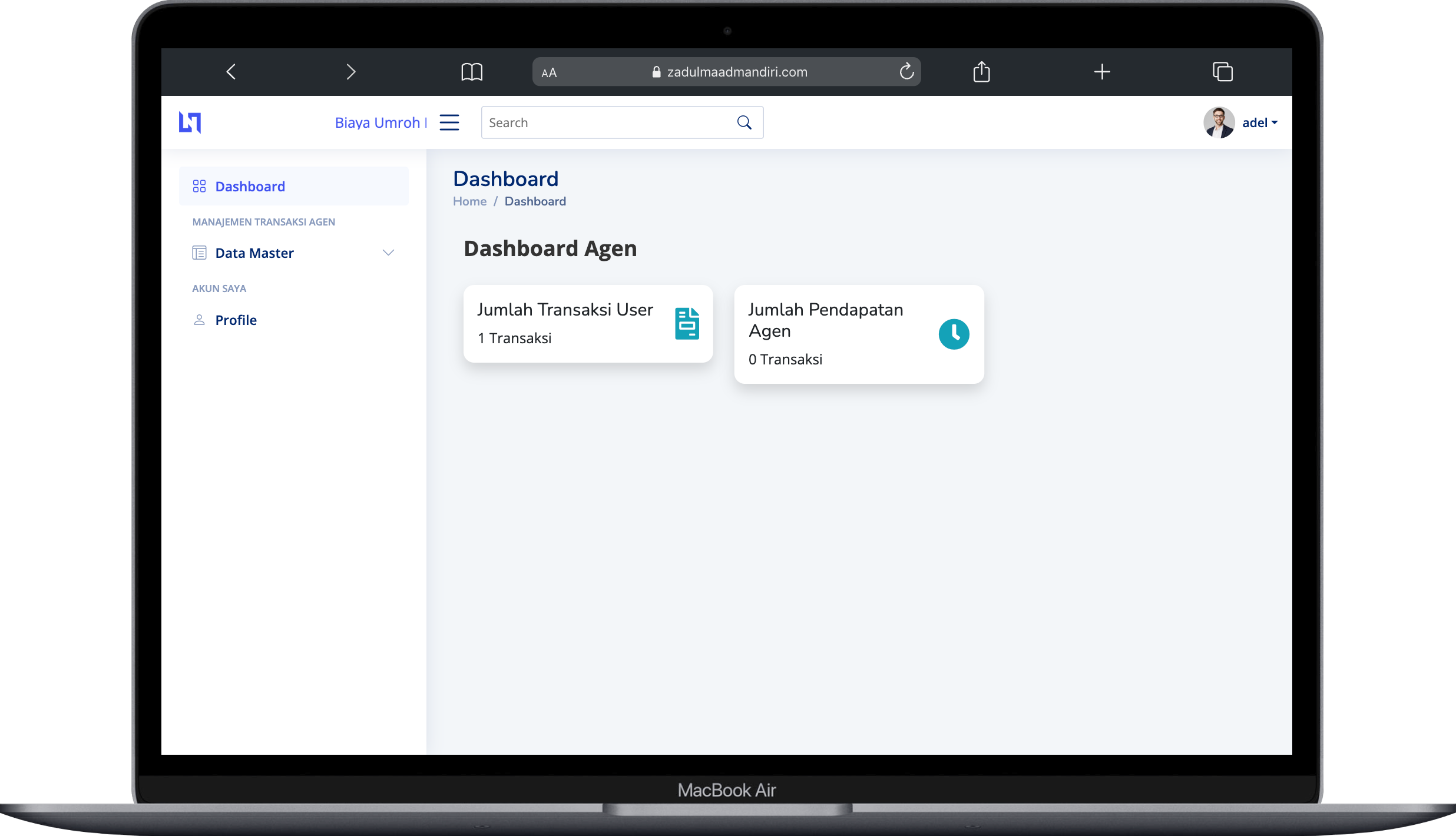 Antarmuka Aplikasi Travel Umroh Haji Digital dari Nusa Techno Indonesia